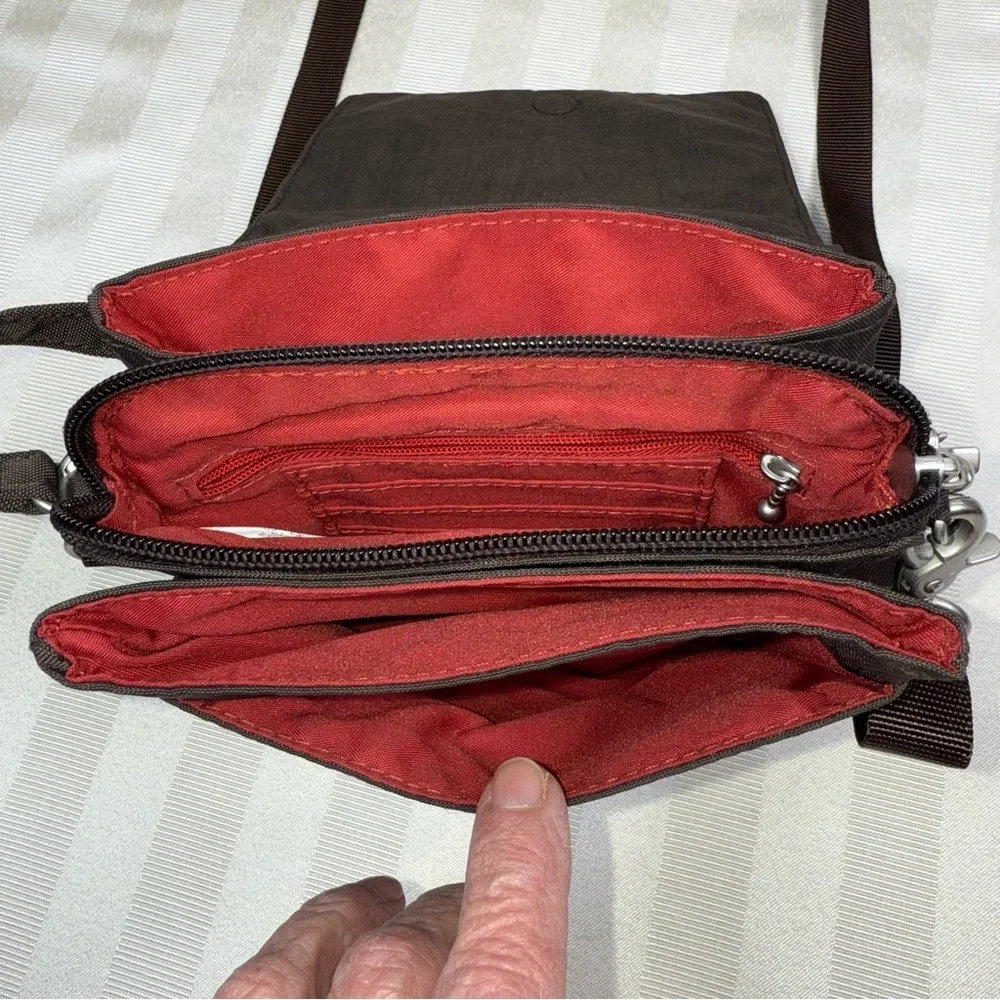 Baggalini Divide Brown Small Crossbody Purse Flap Magnetic Closure